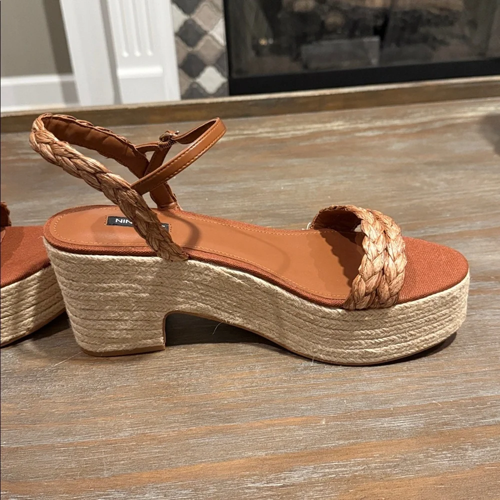 Nine West Espadrille Platform Sandals Size‎ 12 Tan Boho Summer Wedge New NWOB